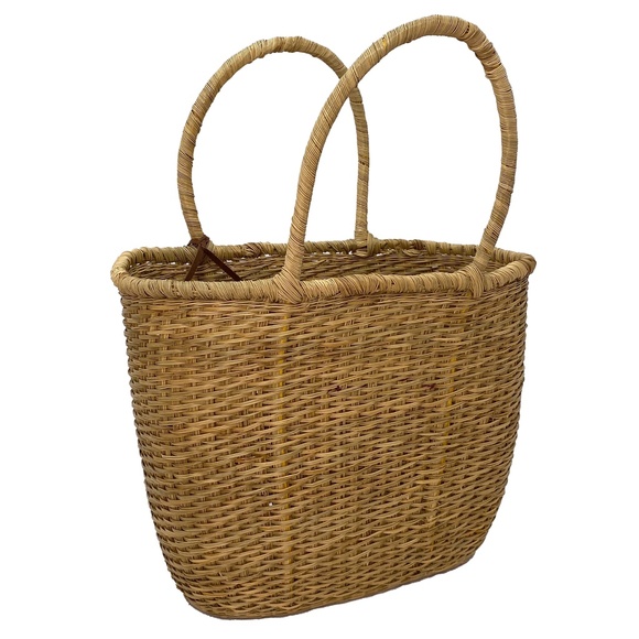 Handcrafted Tote Bag | Esparto Raffia Palm with Satin Bouquet | Handmade New - Picture 4 of 6